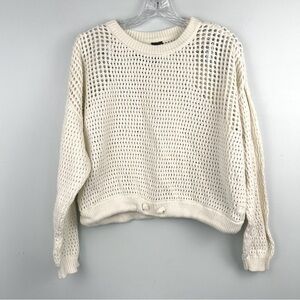 Sweaty Betty Cream Open-Knit Cropped Sweater